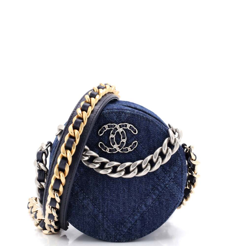 Chanel 19 Round Clutch With Chain #255346C26B - Picture 1 of 6